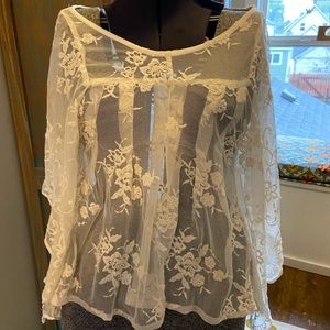 Love haight ivory floral lace blouse Sz Sm